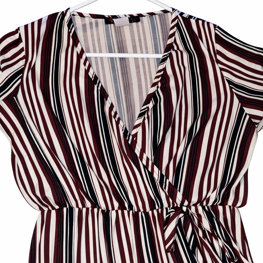 Elegant Striped Burgundy and Black Jumpsuit